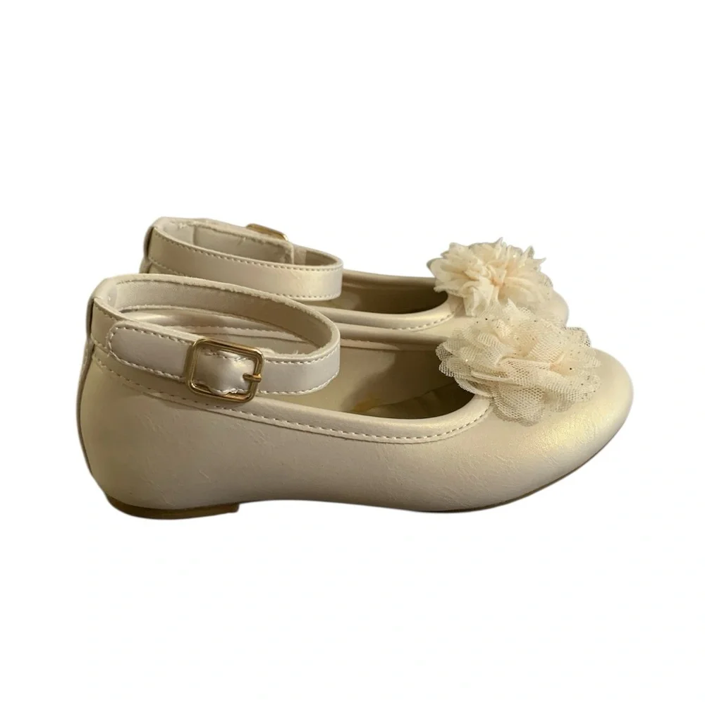 Rachel Shoes Cream Floral Tulle with Ankle Strap Girl 12